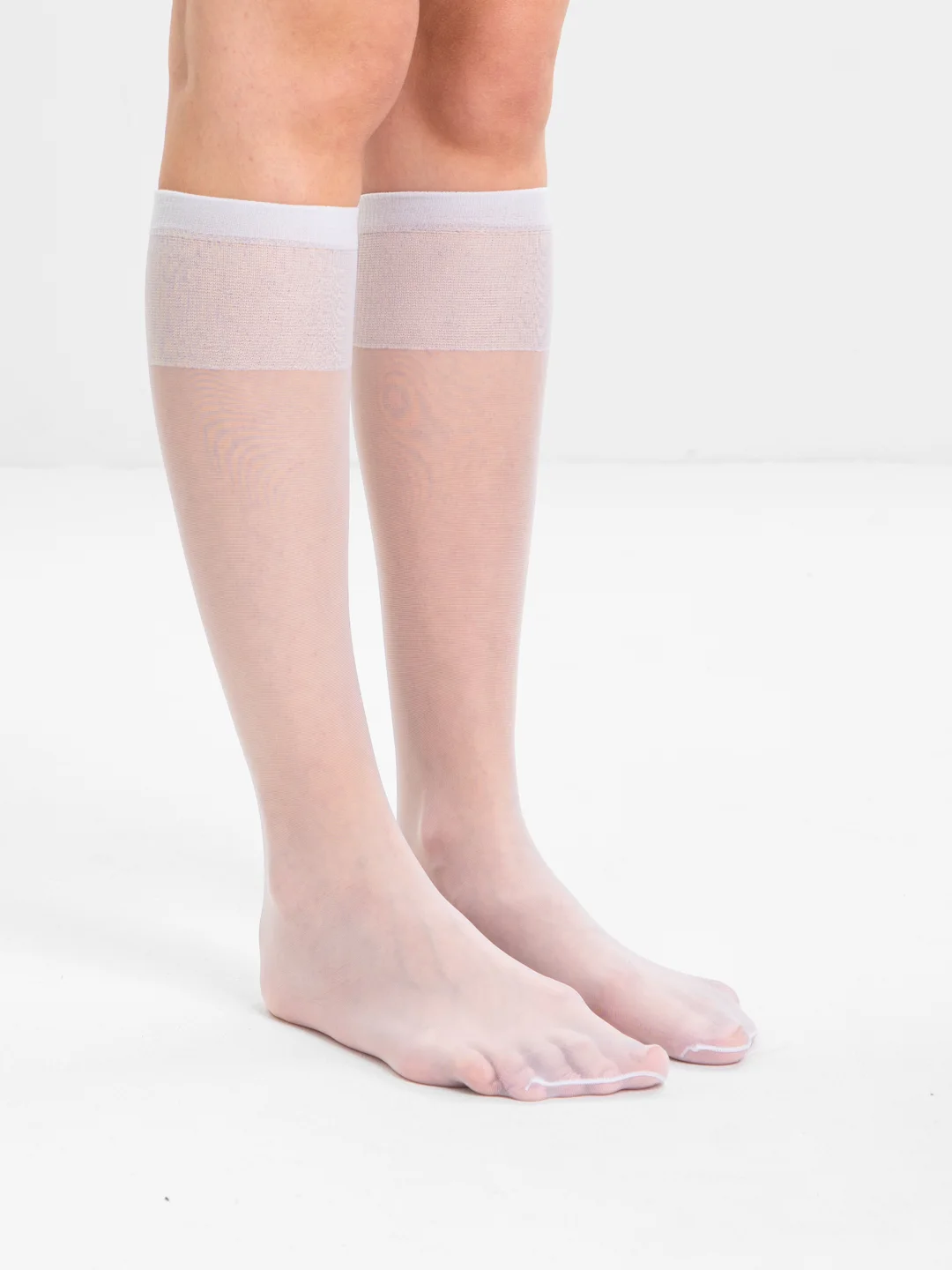 Белый гольфы женские Elastic 20 den, тонкие, капроновые, 2 пары