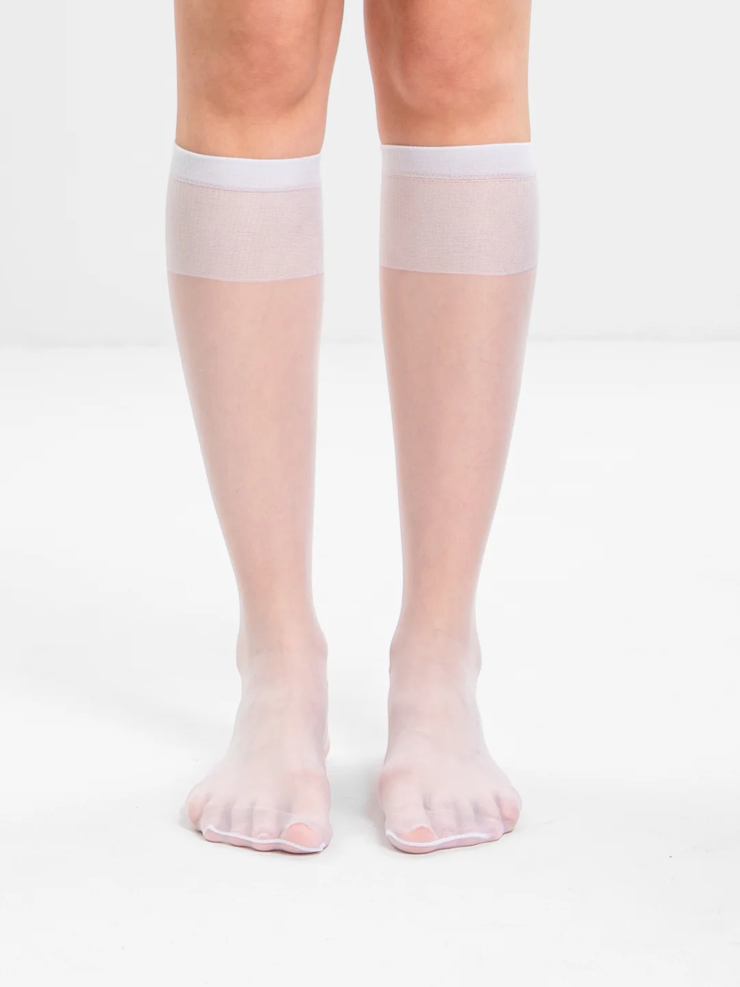 Белый гольфы женские Elastic 20 den, тонкие, капроновые, 2 пары