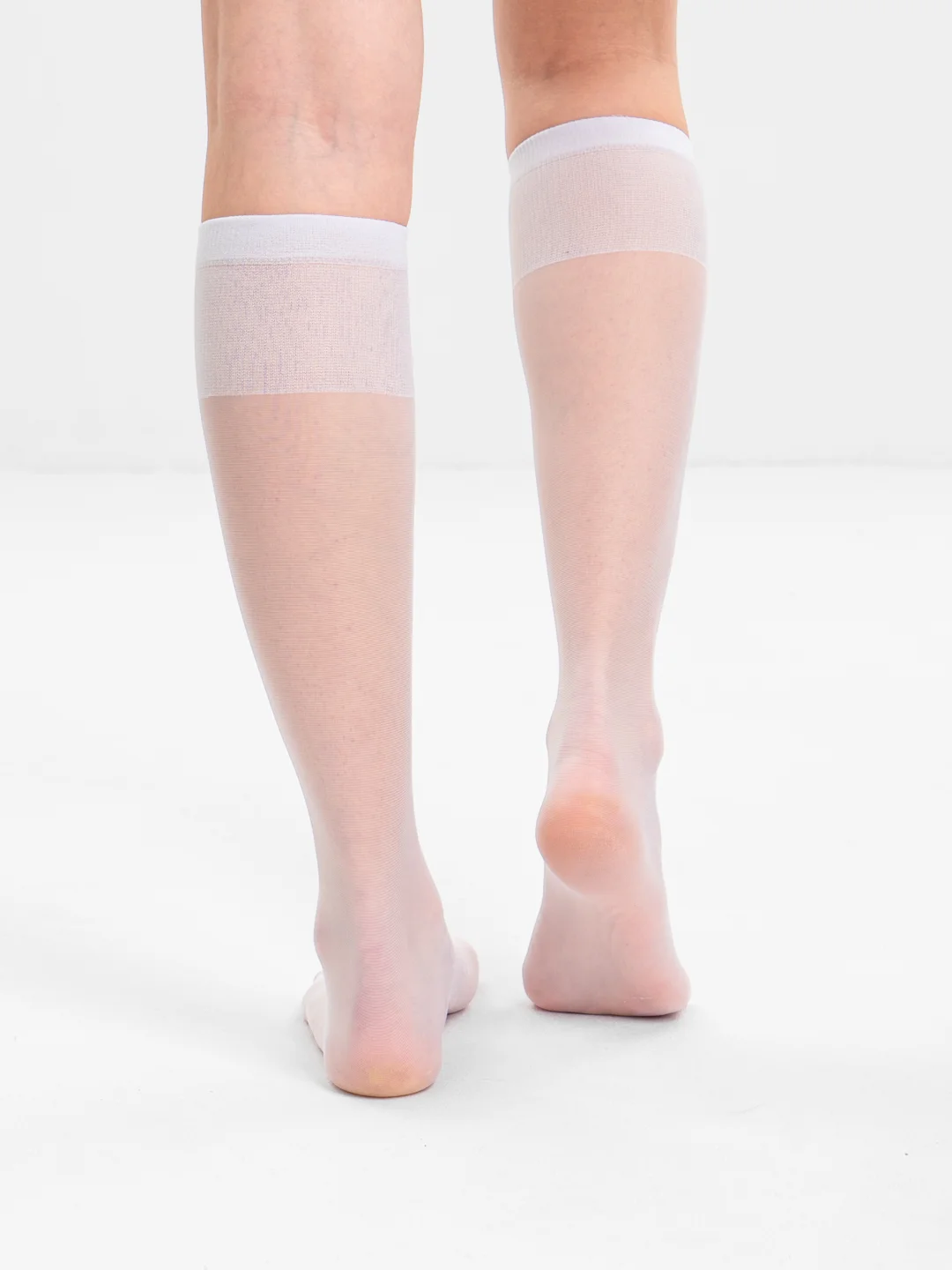 Белый гольфы женские Elastic 20 den, тонкие, капроновые, 2 пары