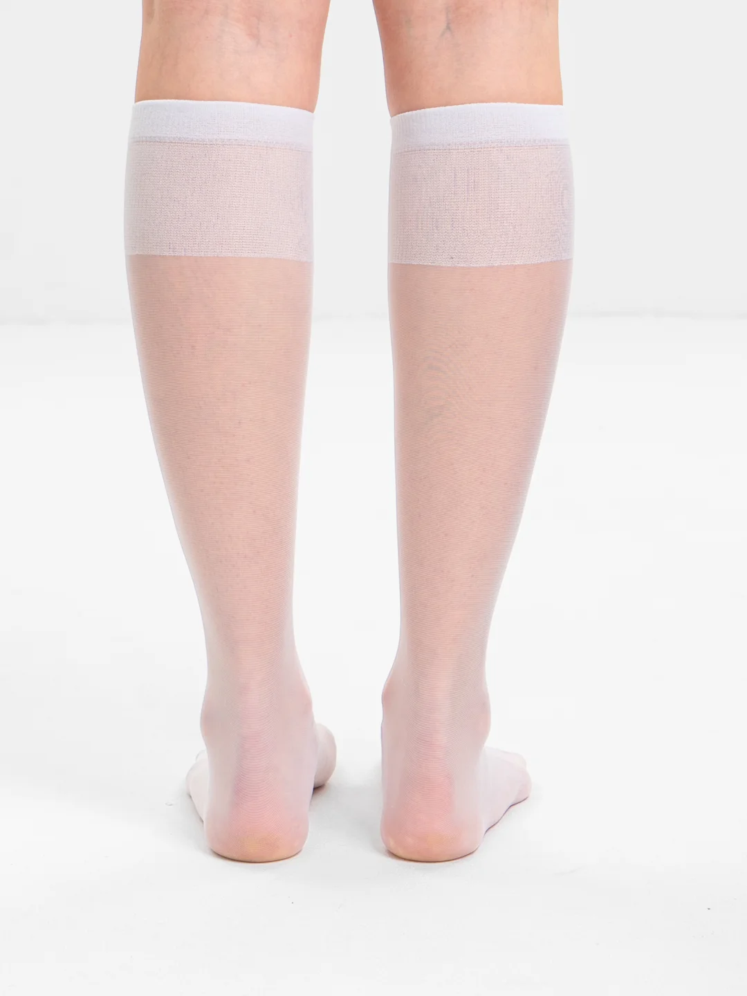 Белый гольфы женские Elastic 20 den, тонкие, капроновые, 2 пары