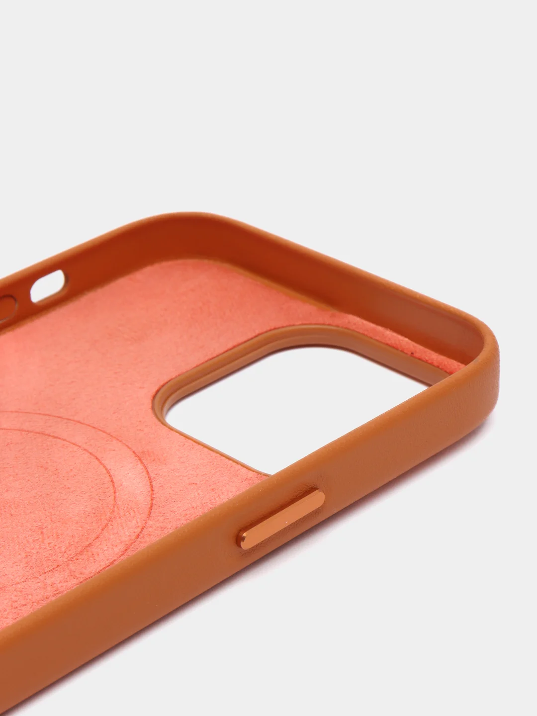 Светло-оранжевый leather case iPhone 11/12/13/14/15 Mini/Pro/Pro Max MagSafe, с анимацией