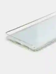 Голубой чехол силиконовый жидкий с блестками Samsung S21 Plus + Ultra