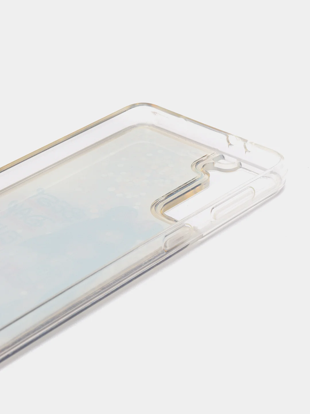 Бежевый чехол силиконовый жидкий с блестками Samsung S21 Plus + Ultra