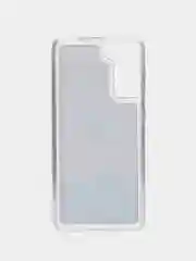 Пурпурный чехол силиконовый жидкий с блестками Samsung S21 Plus + Ultra