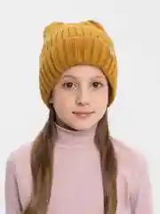 Горчичный шапка для девочек "Вуди" на флисе