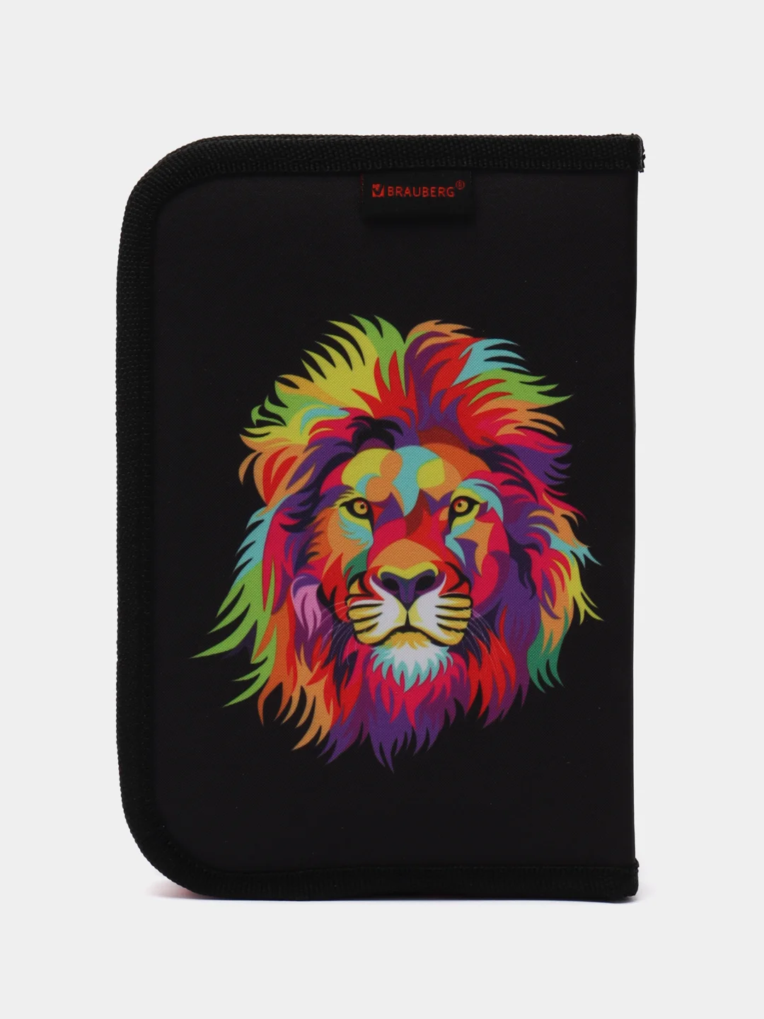 Пенал BRAUBERG с наполнением, 1 отд, 1 откидная планка, 24 предмета, 21х14см,Colorful lion
