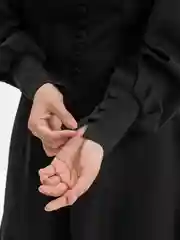 Черный платье женское, длинный рукав, на пуговицах