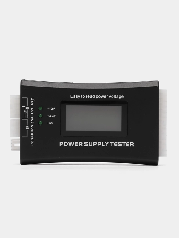 Тестер для блоков питания ПК, Компьютера (Tester ATX) c ЖК дисплеем LCD 4-24pin/Sata, 3.3-12V