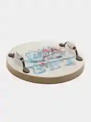 Поднос круглый "Сервиз", из массива сосны, ручной работы, декор для кухни