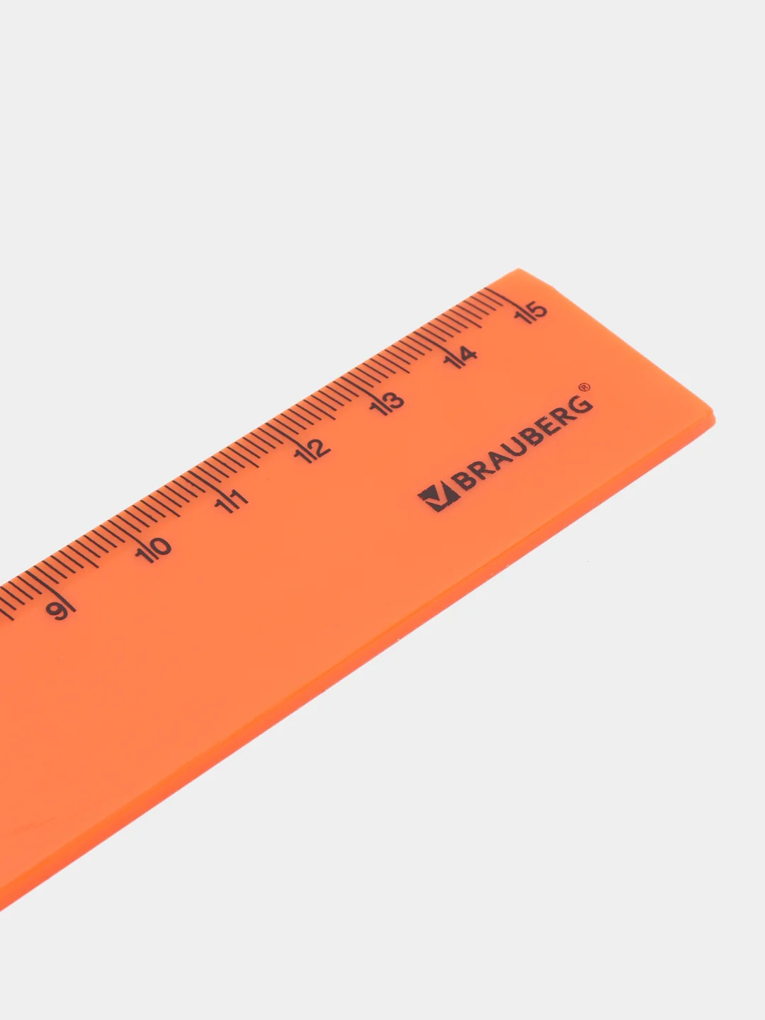 Оранжевый линейка пластиковая 15 см BRAUBERG "NEON", непрозрачная, ассорти,