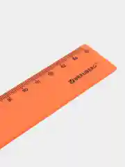 Оранжевый линейка пластиковая 15 см BRAUBERG "NEON", непрозрачная, ассорти,