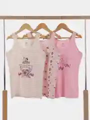 Коралловый меланж майка для девочки Baykar, комплект из 3 штук