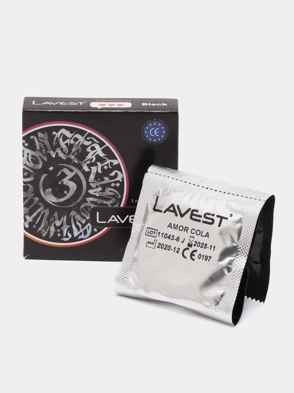 Lavest Black, черные презервативы, с ароматом колы, 3 шт