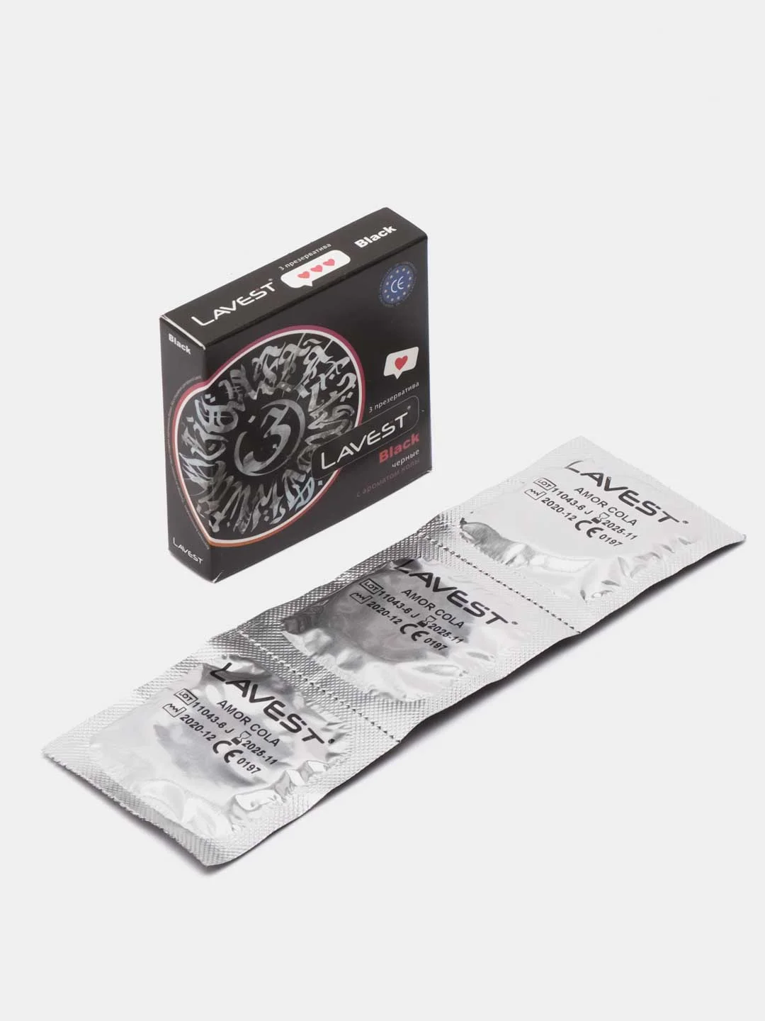Lavest Black, черные презервативы, с ароматом колы, 3 шт