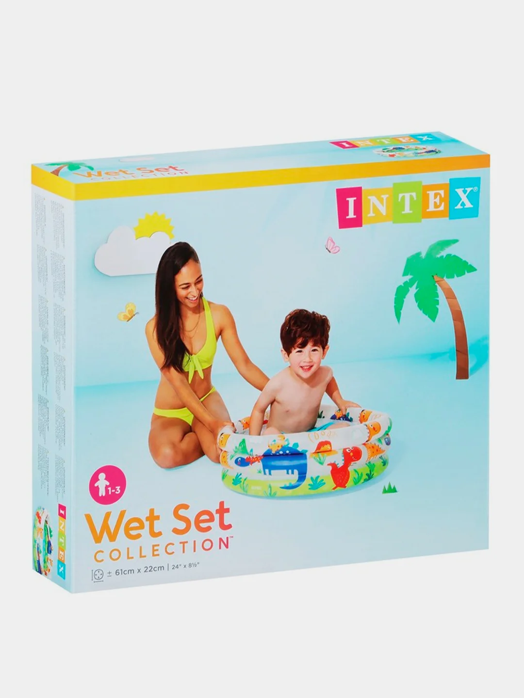Голубой детский надувной бассейн Динозаврики INTEX, 61 х 22 см