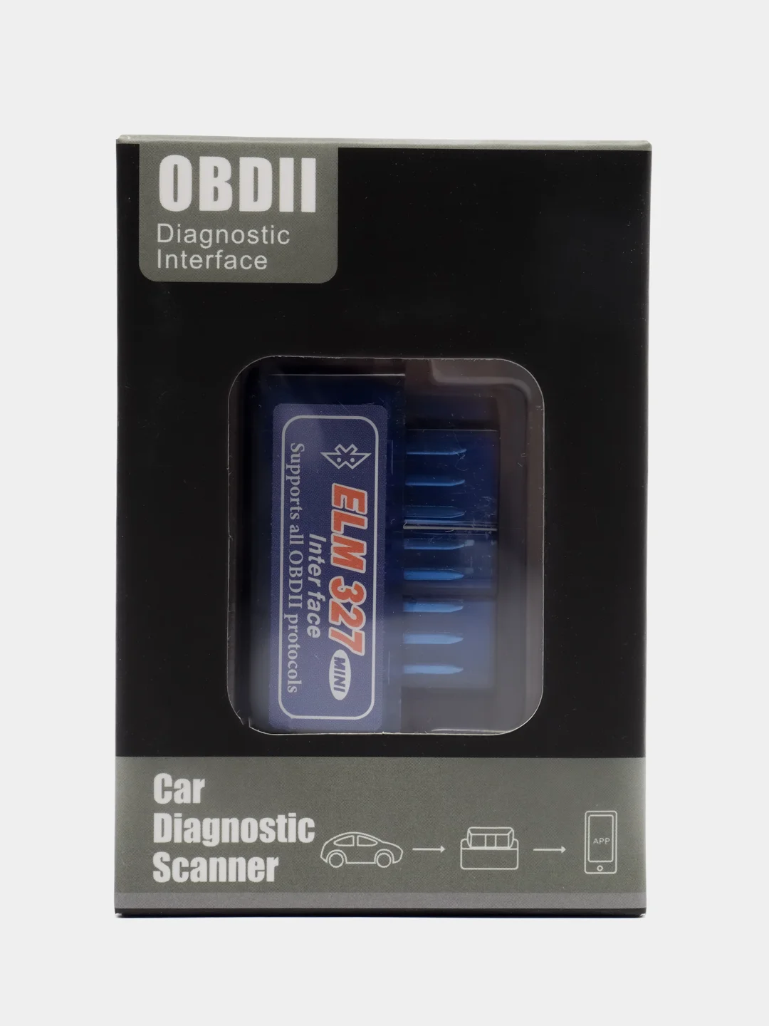 Синий автосканер диагностических ошибок Bluetooth ELM327 OBDII V2.1
