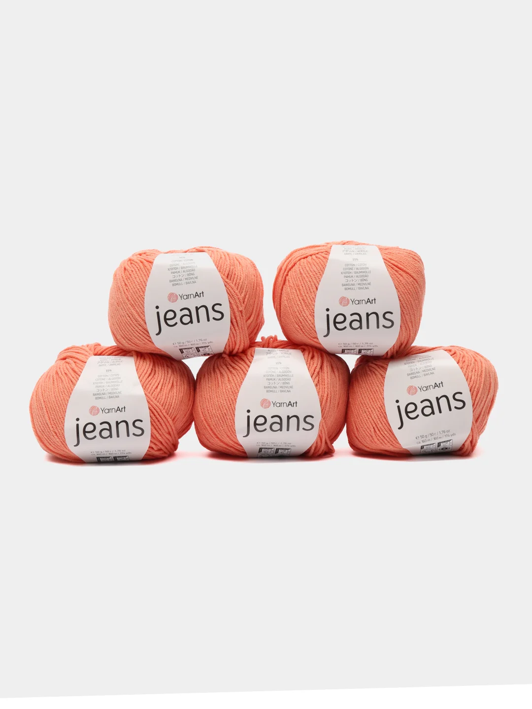 Оранжевый пряжа YarnArt Jeans (Ярнарт Джинс), 5 мотков