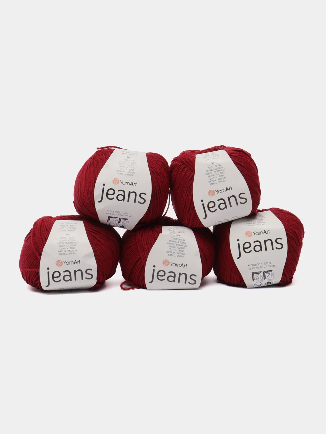 Красный пряжа YarnArt Jeans (Ярнарт Джинс), 5 мотков