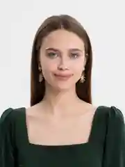 Серьги женские "Солнце", с камнями, золотистые, с серебряным гвоздиком