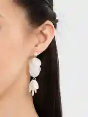 Белый серьги/ клипсы в морском стиле ракушек