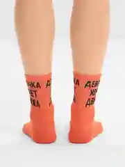 Оранжевый носки цветные, хлопок, завышенные, с принтом
