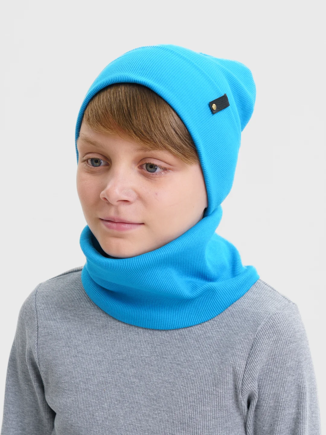 Хром демисезонный комплект шапка и снуд . Весенняя шапка 4-9 лет