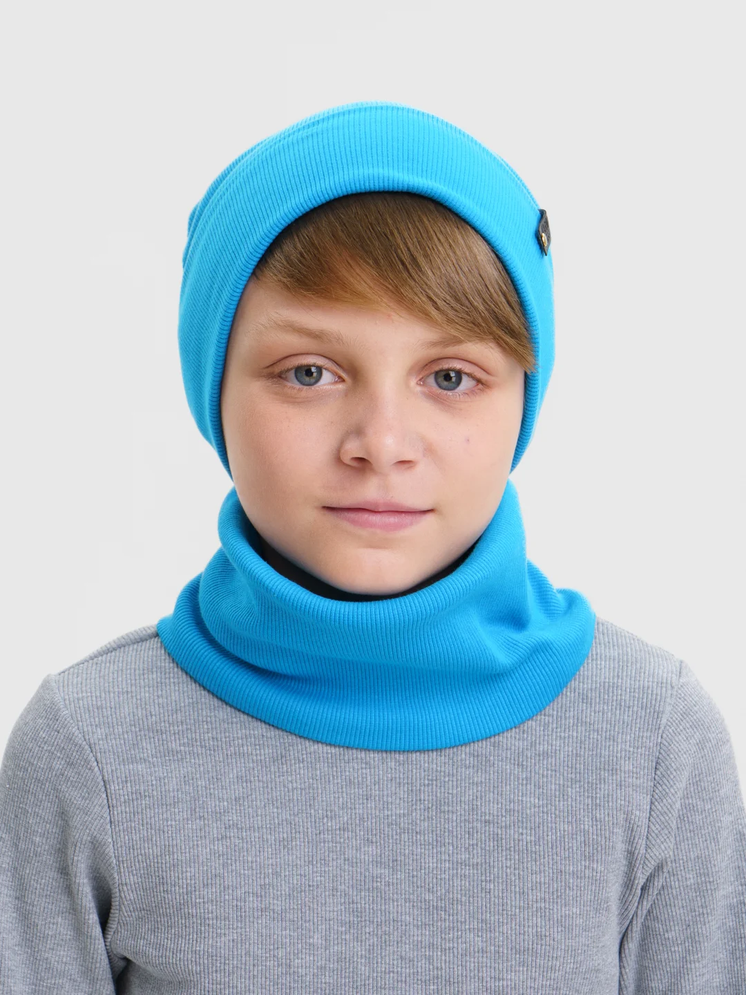 Хром демисезонный комплект шапка и снуд . Весенняя шапка 4-9 лет