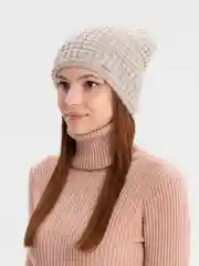 Бежевый шапка женская бини Камилла, осень-весна