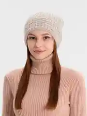 Бежевый шапка женская бини Камилла, осень-весна