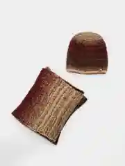 Вишнёвый комплект шапка женская бини и шарф Каролина