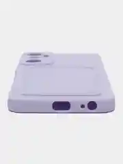 Сиреневый силиконовый чехол Infinix HOT 20 4G Инфиникс Хот 20 4 Джи, с карманом для карт, прозрачный
