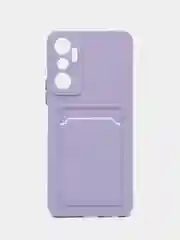 Сиреневый силиконовый чехол Infinix HOT 20 4G Инфиникс Хот 20 4 Джи, с карманом для карт, прозрачный