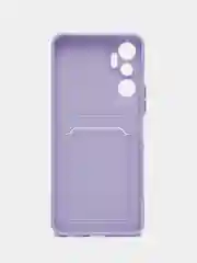 Сиреневый силиконовый чехол Infinix HOT 20 4G Инфиникс Хот 20 4 Джи, с карманом для карт, прозрачный