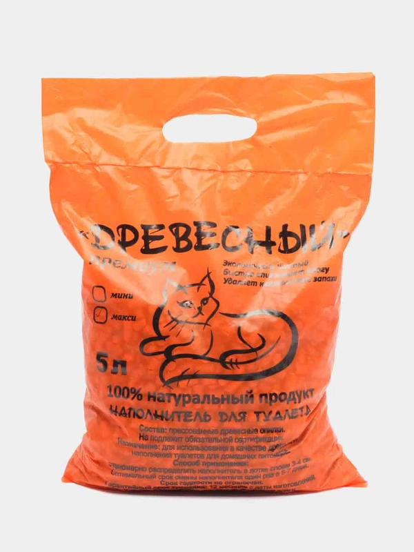 Наполнитель древесный 2,5кг (5л) Премиум д/кошек