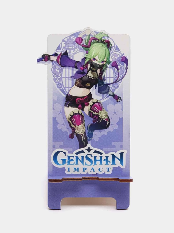 Деревянная подставка под телефон по игре "Genshin Impact", Синобу