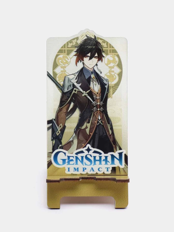 Деревянная подставка под телефон по игре "Genshin Impact", Чжун Ли