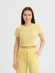 Желтый костюм женский брюки, топ