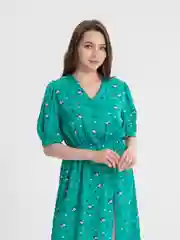 Тёмно-бирюзовый платье женское с разрезом, повседневное летнее
