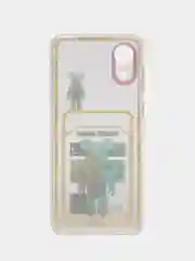 Желтый чехол Samsung Galaxy A03 Core, прозрачный, с карманом для карты, с рисунком