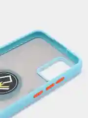 Голубой чехол Samsung Galaxy A02s, пластиковый, матовый, с кольцом и цветными кнопками