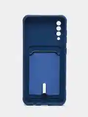 Синий чехол Samsung Galaxy, Самсунг Галакси A50 / A50s / A30s, силиконовый, с карманом для карты