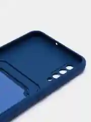 Синий чехол Samsung Galaxy, Самсунг Галакси A50 / A50s / A30s, силиконовый, с карманом для карты