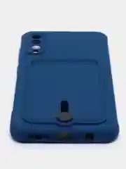 Синий чехол Samsung Galaxy, Самсунг Галакси A50 / A50s / A30s, силиконовый, с карманом для карты