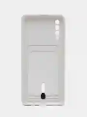 Белый чехол Samsung Galaxy, Самсунг Галакси A50 / A50s / A30s, силиконовый, с карманом для карты