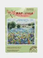 Небесно-голубой набор для творчества.  Вышивание крестиком. Вышивка. Набор для вышивания природа, лилии