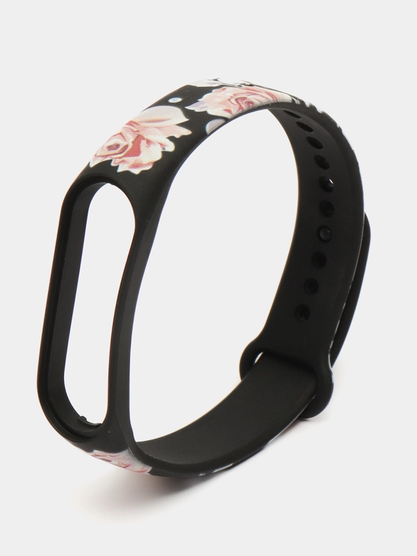 Силиконовый ремешок для Xiaomi mi band 3 / 4 / 5 / 6 / 7 принты с цветами
