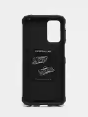 Серебряный чехол противоударный Samsung Galaxy A23, Самсунг Галакси А23 с металлической подставкой