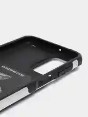 Серебряный чехол противоударный Samsung Galaxy A23, Самсунг Галакси А23 с металлической подставкой