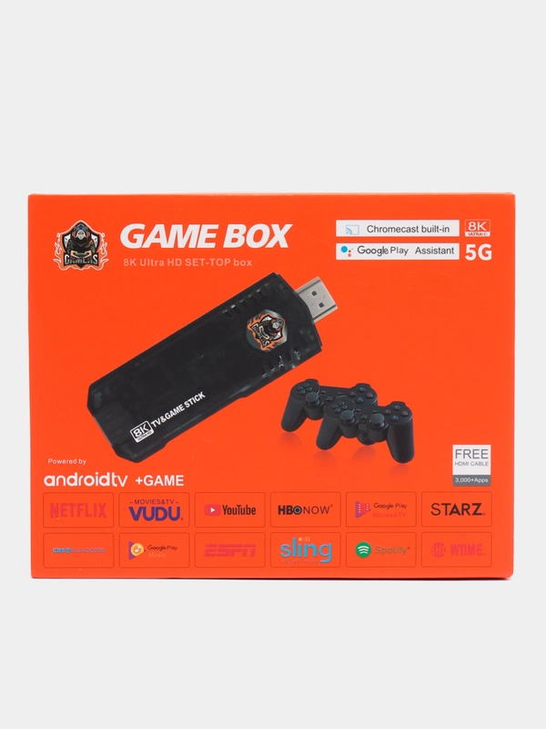 Игровая приставка 10000 Игр / ТВ приставка 64Gb TV-BOX Android TV, 8K Game Box 5G UltraHD