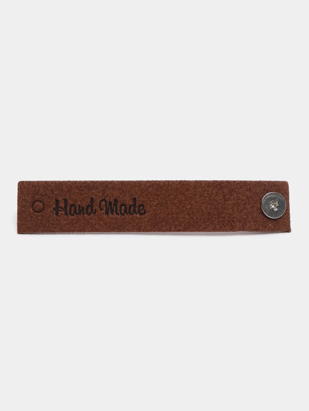 Коричневый бирка с кнопкой Hand made для вязанных изделий. Для рукаделия
